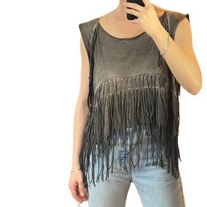 Gray Fringe Top